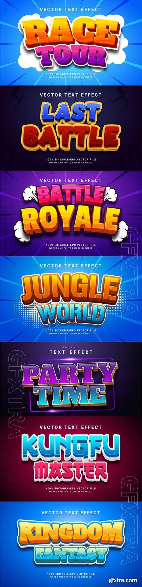 Set 3d editable text style effect vector vol 232