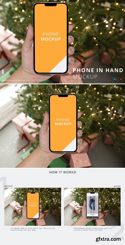 iPhone 13 Pro Max Hand Christmas New Year Mockup