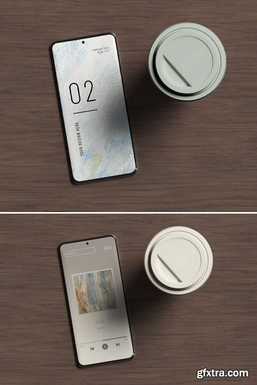 Smartphone with Coffee Cup Mockup