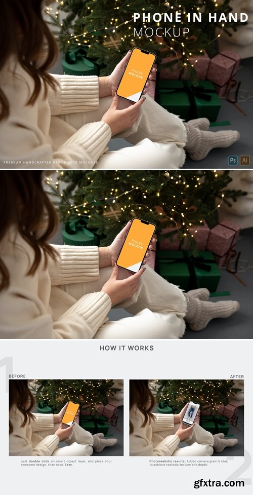 iPhone 13 Pro Max in Hand Christmas Cozy Mockup