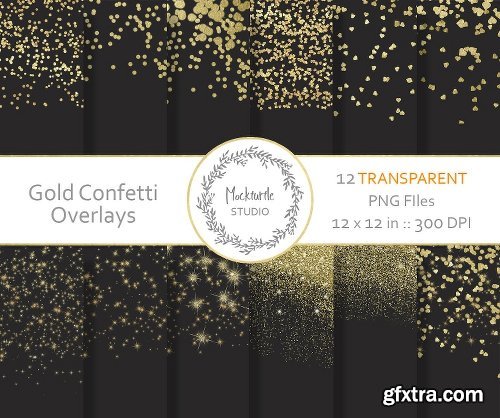 Gold Confetti Digital Overlays