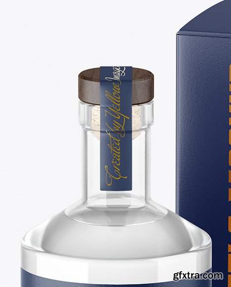 Clear Glass Gin Bottle with Box Mockup 60827