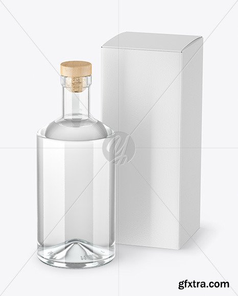 Clear Glass Gin Bottle with Box Mockup 60827