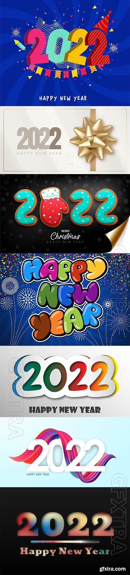 Happy 2022 Christmas lettering vector illustration