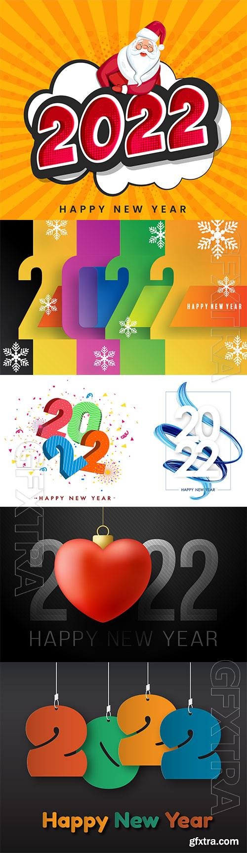 Realistic happy new year 2022 background with texture numbers