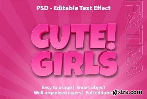 Text effect cute girls template psd