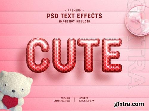 Cute valentine balloon text effect template psd