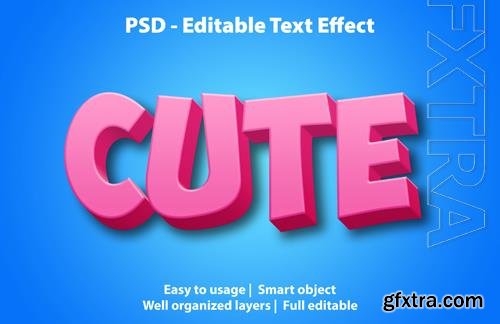 Text effect cute template psd design