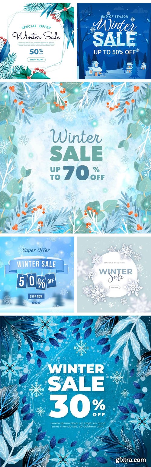 10+ Winter Sale Promotion Backgrounds Vector Collection