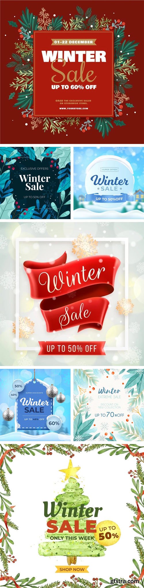 10+ Winter Sale Promotion Backgrounds Vector Collection