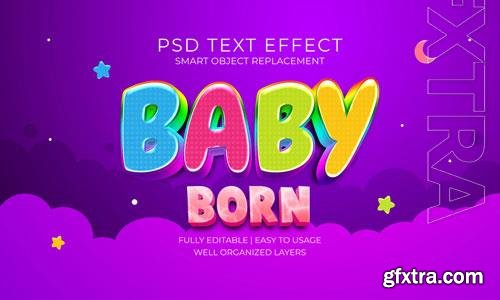 Baby born text effect template