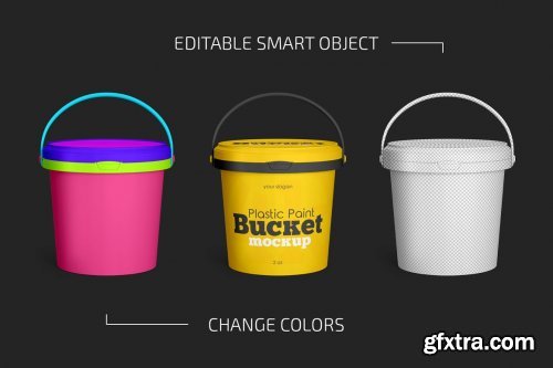 Plastic Paint Bucket Mockup Set