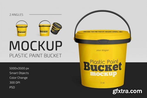 Plastic Paint Bucket Mockup Set