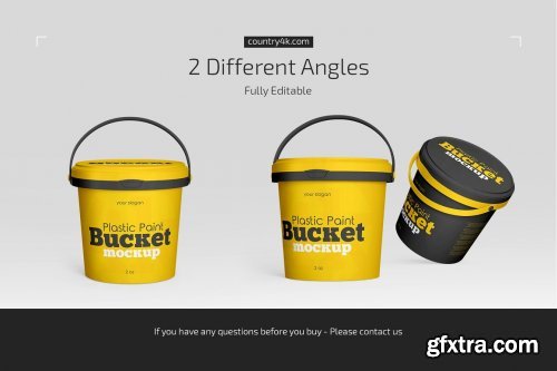 Plastic Paint Bucket Mockup Set