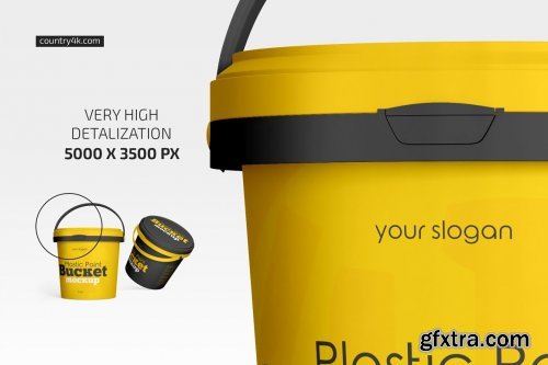 Plastic Paint Bucket Mockup Set