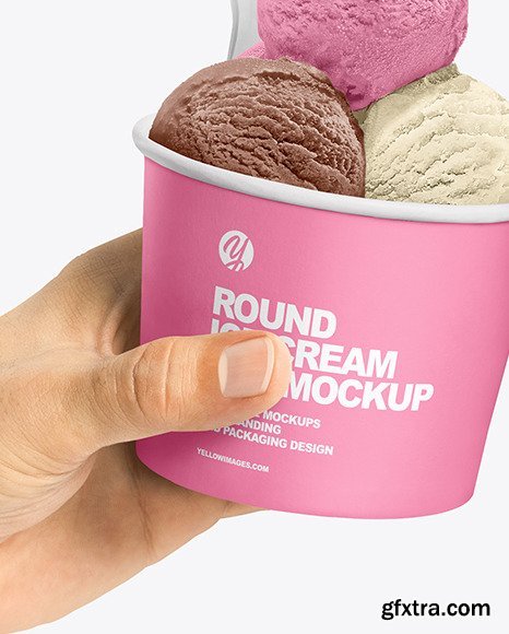 Paper Ice Cream Cups in Hands Mockup