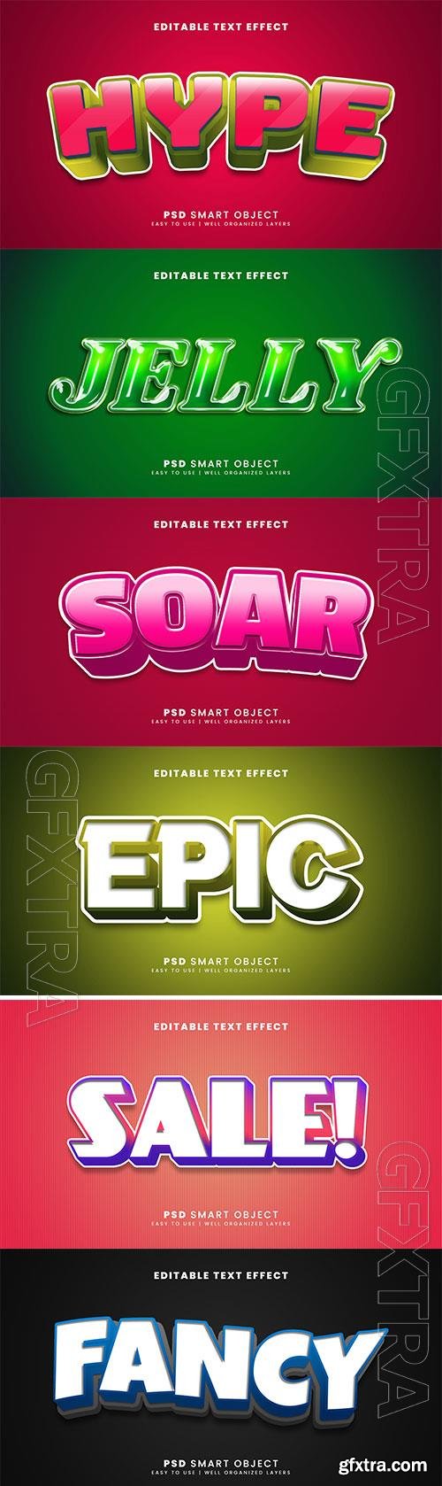 Psd 3d editable text effect template set vol 7