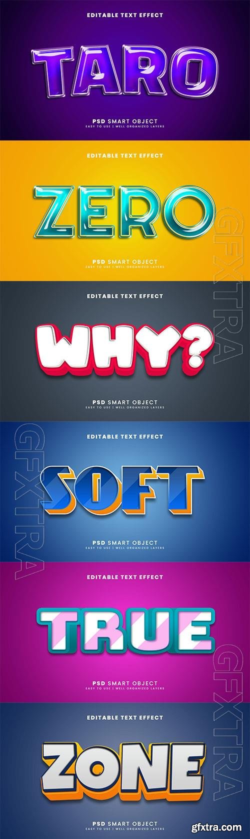 Psd 3d editable text effect template set vol 8