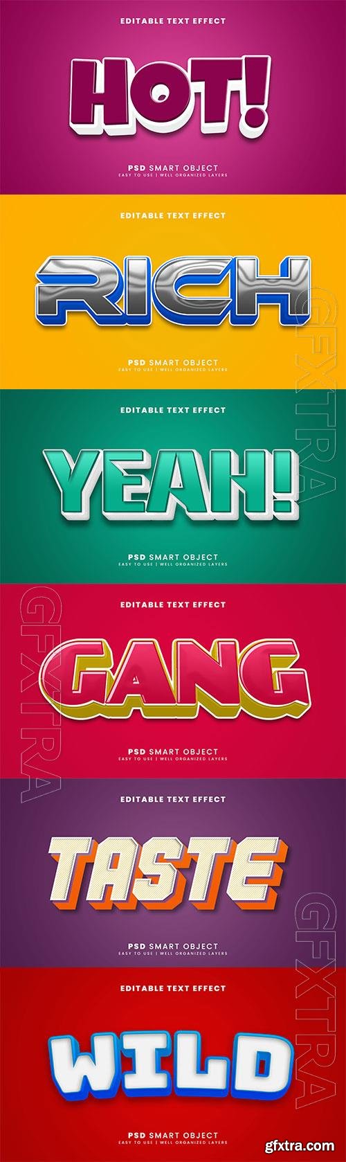 Psd 3d editable text effect template set vol 6