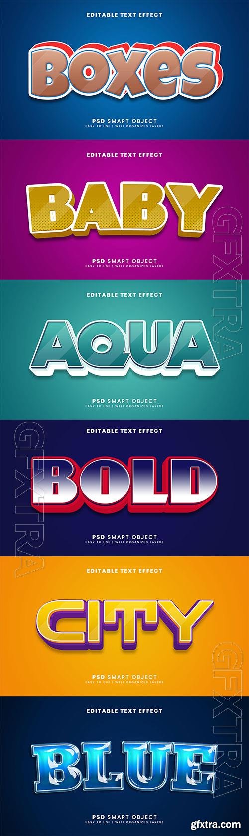 Psd 3d editable text effect template set vol 1