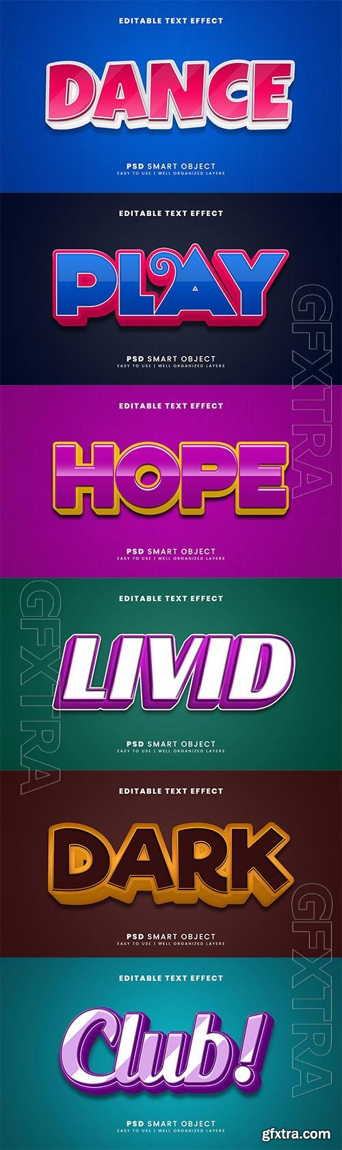 Psd 3d editable text effect template set vol 5