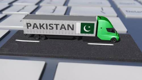 Videohive - Truck with Flag of Pakistan Moves on the Keyboard Key - 35082587 - 35082587