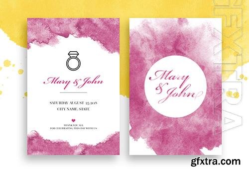 Wedding Invitation Layout with Watercolor Elements 214807709