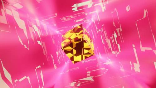 Videohive - Vj Loop Flight Of An Orange Glossy Cube In A Pink Tunnel 02 - 35084680 - 35084680