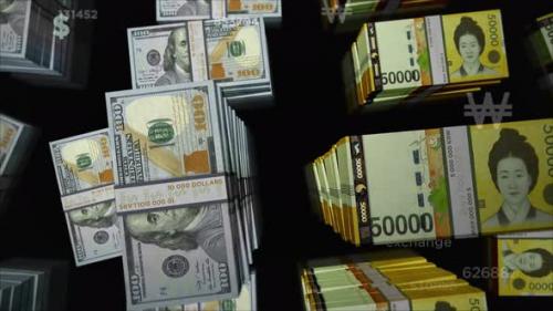 Videohive - Dollar and South Korea Won money exchange loop - 35085228 - 35085228