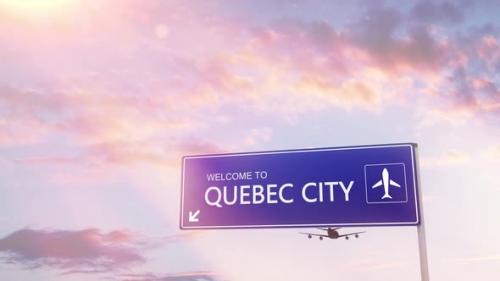 Videohive - Quebec City Sign Plane Landing in Daylight - 35095032 - 35095032