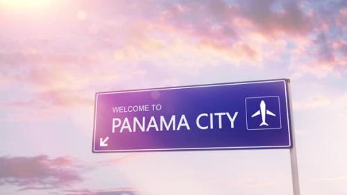 Videohive - Panama City Sign Plane Landing in Daylight - 35095041 - 35095041