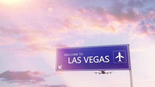 Videohive - Las Vegas City Sign Plane Landing in Daylight - 35095046 - 35095046