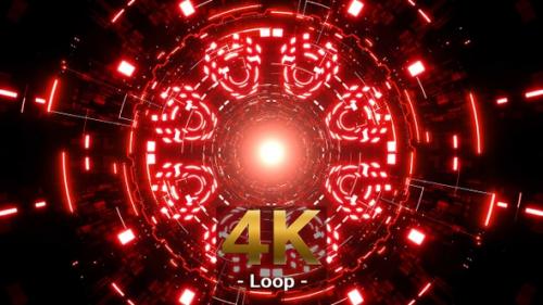 Videohive - Glowing Red Geometric Light Sci Fi Tunnel - 35096320 - 35096320