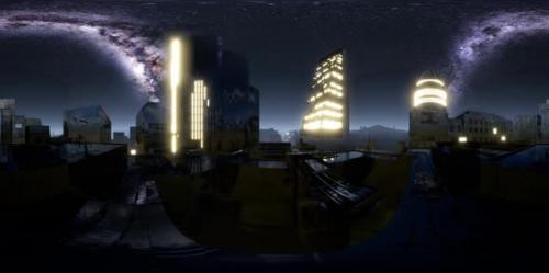 Videohive - City Skyline at Night Under a Starry Sky - 35096449 - 35096449