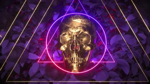 Videohive - Glowing Brass Skull - 35096542 - 35096542