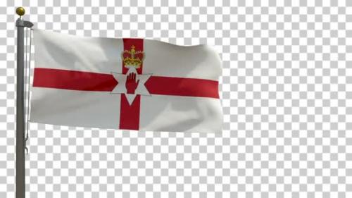 Videohive - Northern Ireland Flag (UK) on Flagpole with Alpha Channel - 4K - 35096955 - 35096955