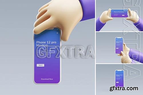 iPhone Clay on the hand mockup vol2 X3JPZPS