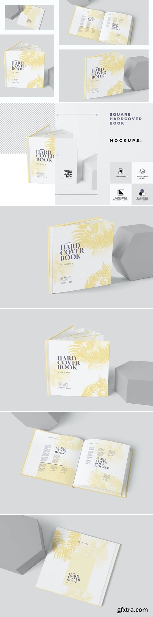 Flat Square Hardcover Book Mockups