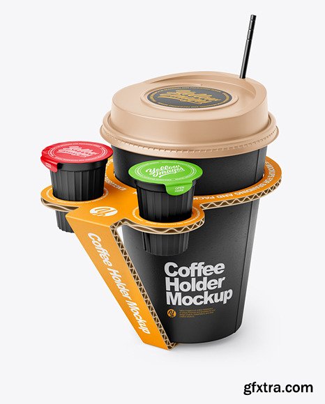 Paper Coffe Cup in Cardboard Holder Mockup 89215