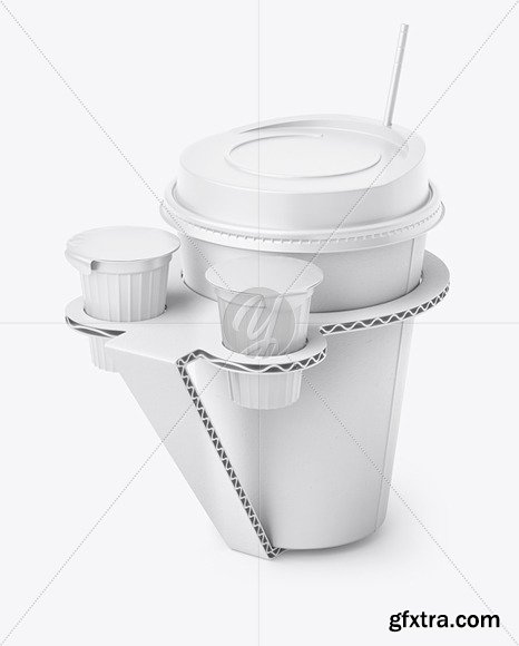 Paper Coffe Cup in Cardboard Holder Mockup 89215