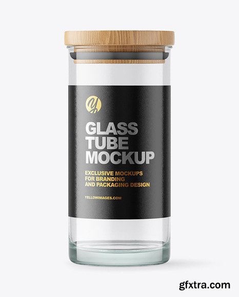 Glass Tube with Wooden Cap Mockup 89131