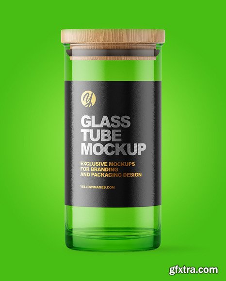 Glass Tube with Wooden Cap Mockup 89131