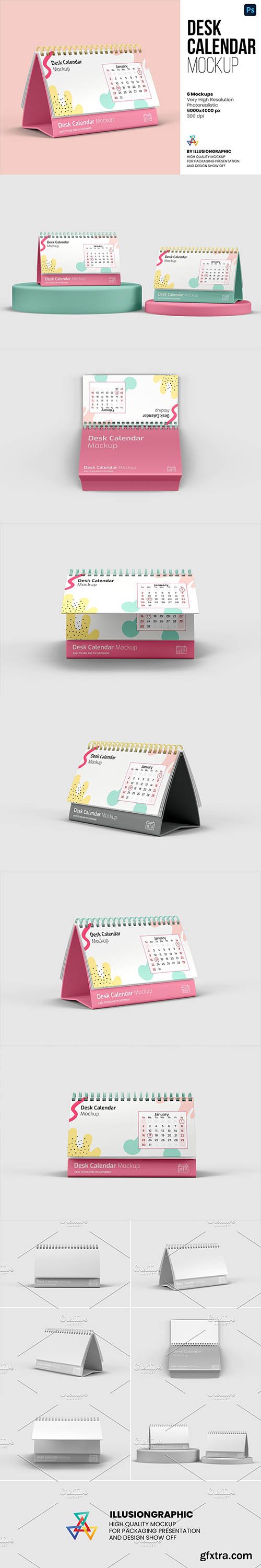 CreativeMarket - Desk Calendar Mockup - 6 views 6692346