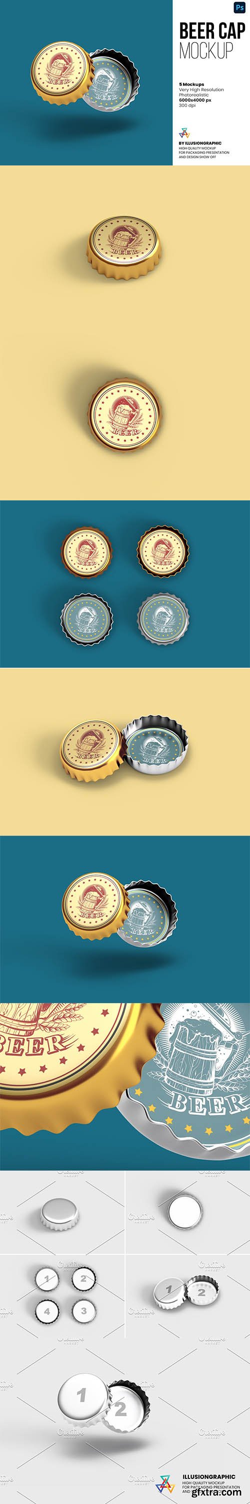 CreativeMarket - Beer Cap Mockup - 5 views 6686933