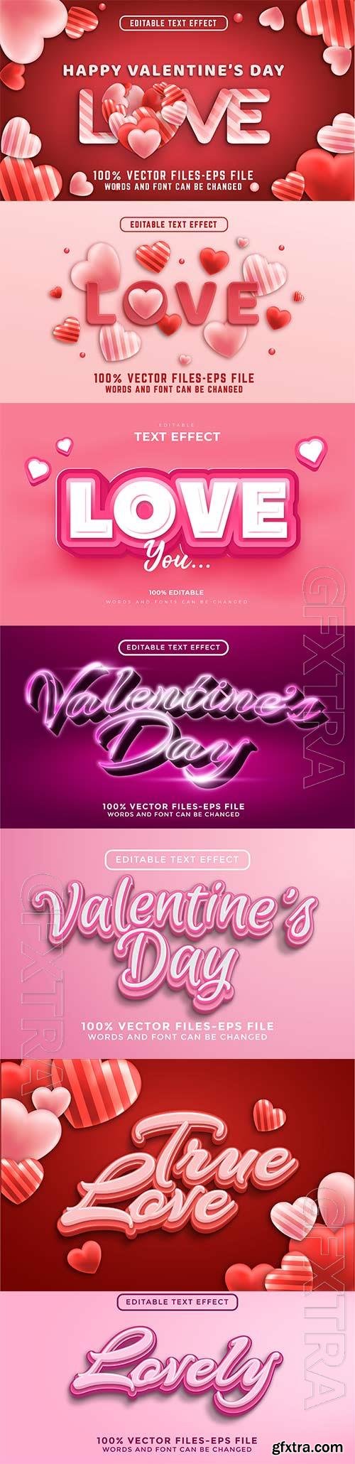 Love 3d editable text style effect vector vol 252