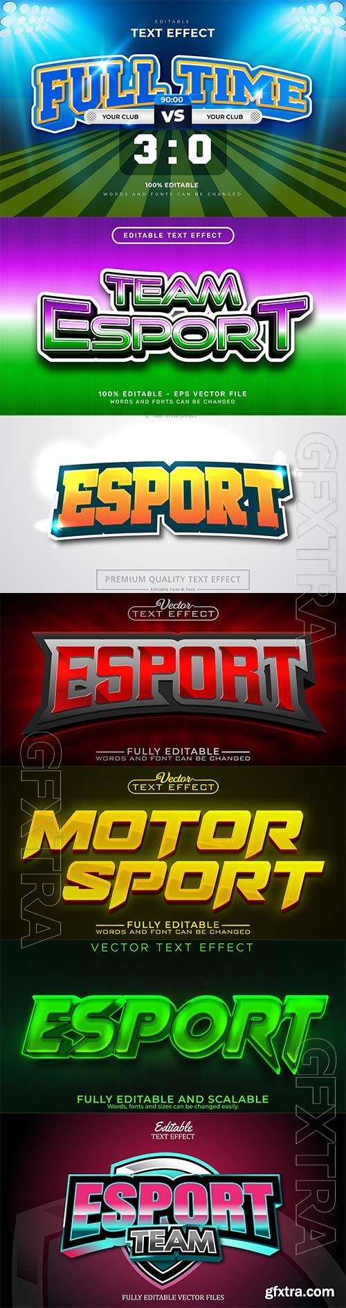 Esport 3d editable text style effect vector vol 250