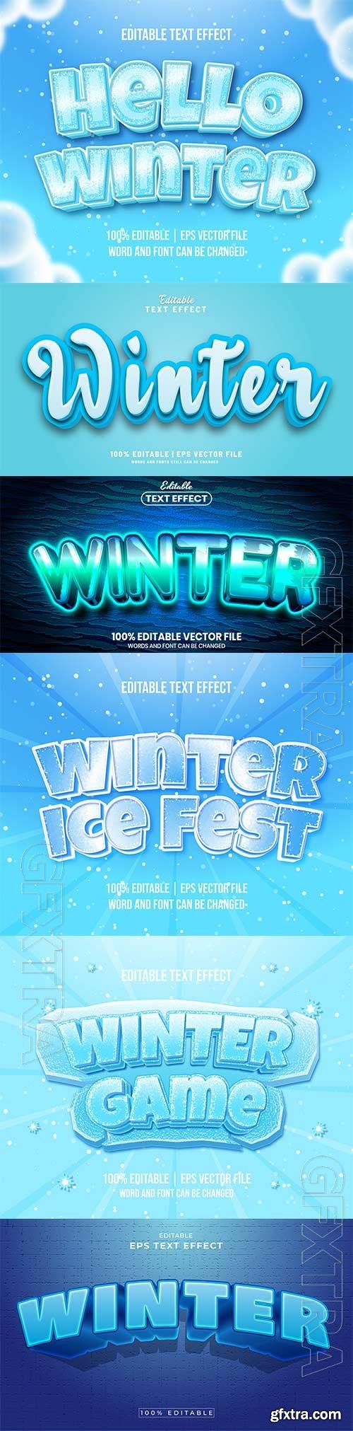 Winter 3d editable text style effect vector vol 248