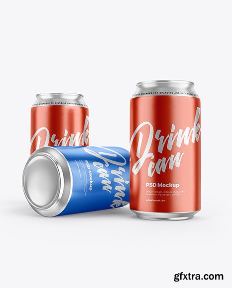 Three Aluminium Drink Cans Mockup 89020