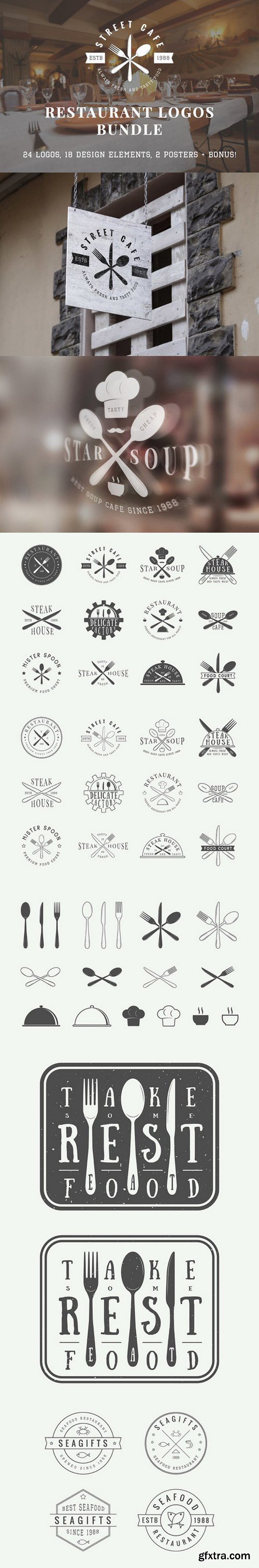 Set of vintage restaurant logos