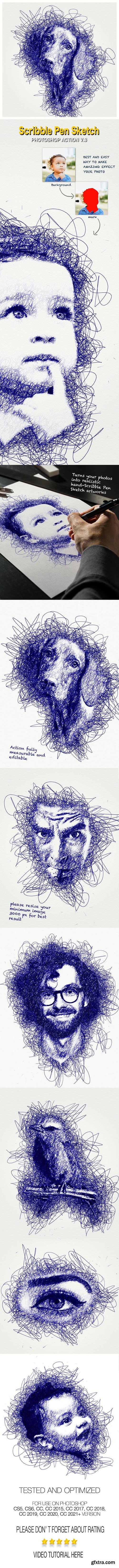 GraphicRiver - Scribble Pen Sketch Photoshop Action V.3 34629454